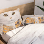White Klimt Cat Dressed as King Cat Pillow Sham Gallery Image 2