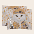 White Klimt Cat Dressed as King Cat Placemat Gallery Image 1