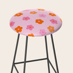 Pink and Orange Groovy Flowers Pattern Stool Gallery Image 2