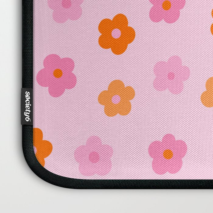 Pink and Orange Groovy Flowers Pattern Laptop Sleeve Gallery Image 3