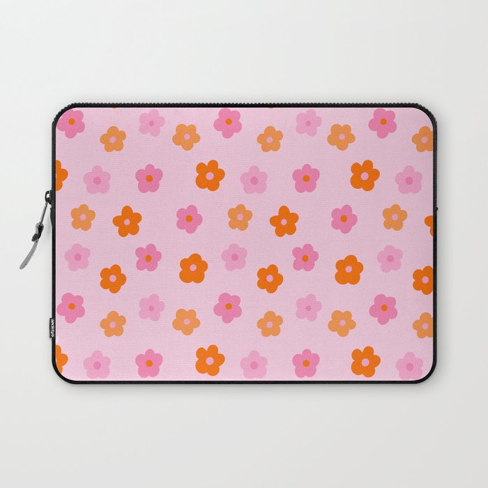 Pink and Orange Groovy Flowers Pattern Laptop Sleeve Gallery Image 1