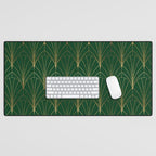 Art Deco Waterfalls // Emerald Green Desk Mat Gallery Image 1