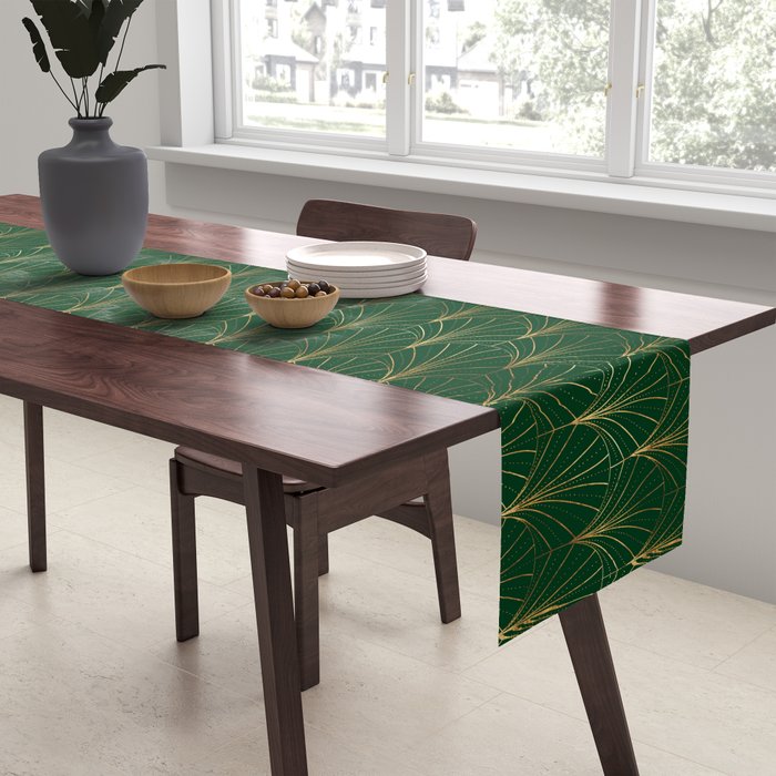 Art Deco Waterfalls // Emerald Green Table Runner Gallery Image 2