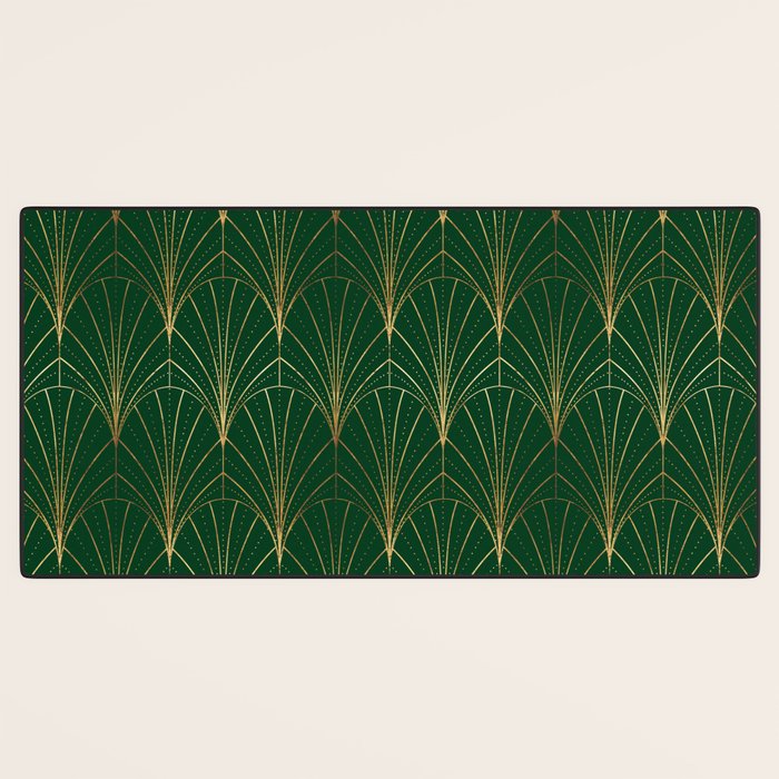 Art Deco Waterfalls // Emerald Green Desk Mat Gallery Image 3