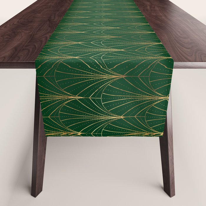 Art Deco Waterfalls // Emerald Green Table Runner Gallery Image 1