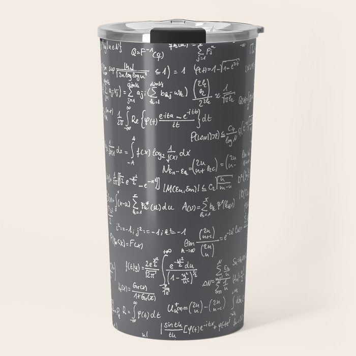 Math Equations // Charcoal Travel Mug Gallery Image 1