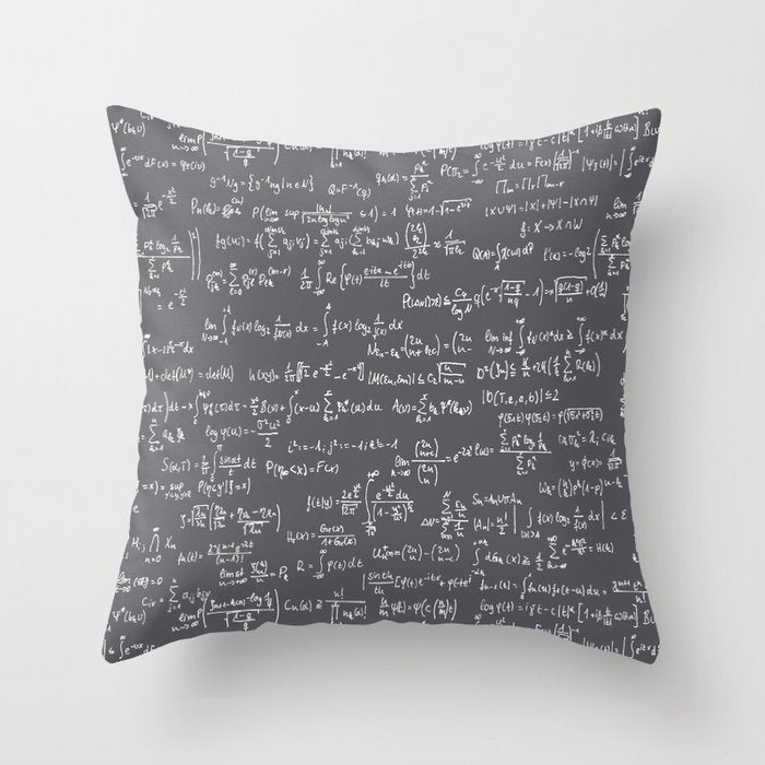 Math Equations // Charcoal Throw Pillow Gallery Image 1