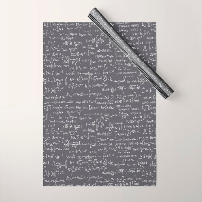 Math Equations // Charcoal Wrapping Paper Gallery Image 1