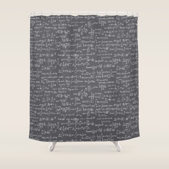 Math Equations // Charcoal Shower Curtain Gallery Image 1