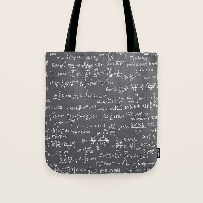 Math Equations // Charcoal Tote Bag Gallery Image 1