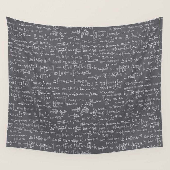 Math Equations // Charcoal Wall Tapestry Gallery Image 4