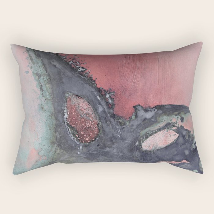Abstract Pink and Charcoal Art Print Rectangular Pillow Gallery Image 1