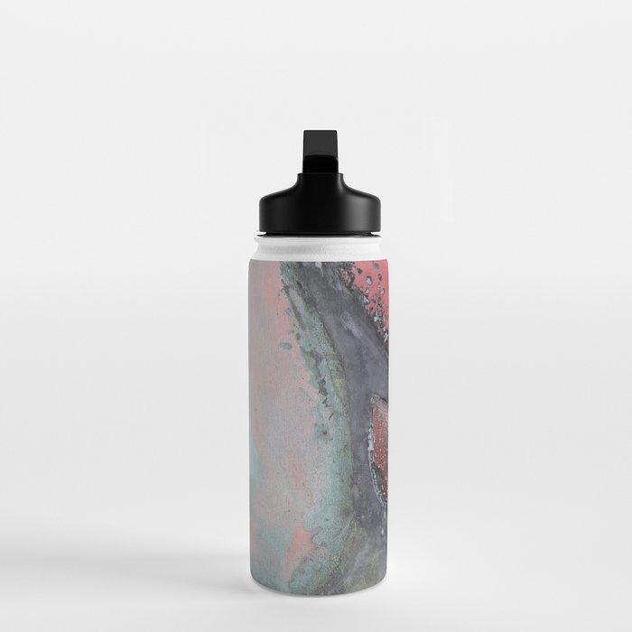 Abstract Pink and Charcoal Art Print Water Bottle Gallery Image 3