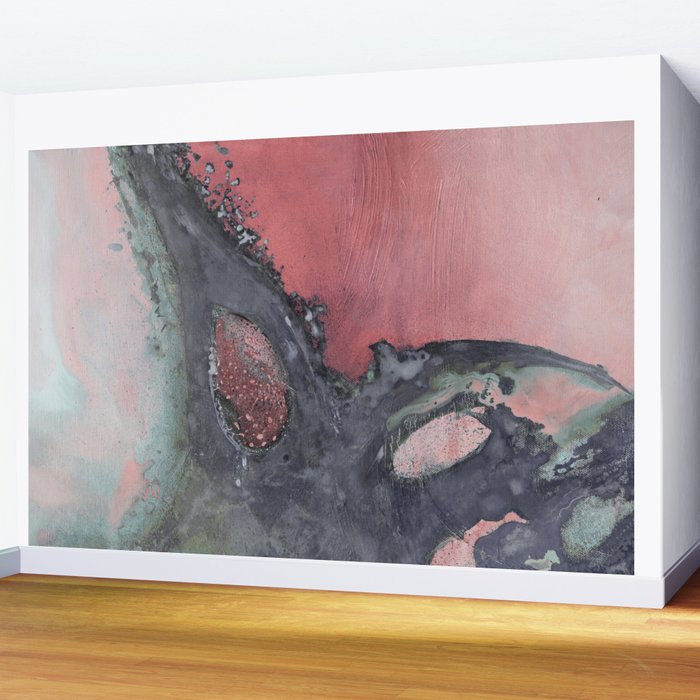 Abstract Pink and Charcoal Art Print Wall Mural Gallery Image 2
