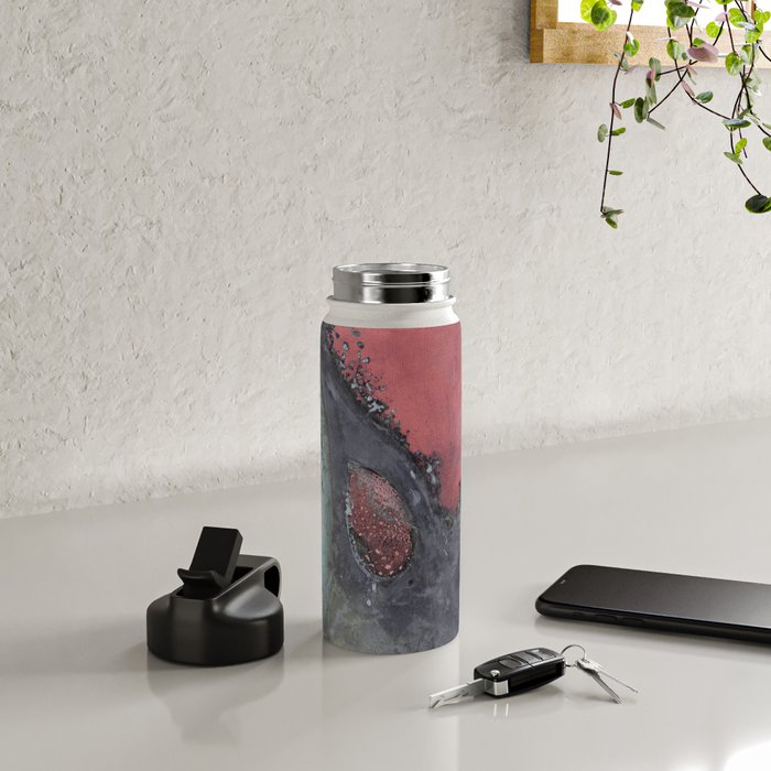 Abstract Pink and Charcoal Art Print Water Bottle Gallery Image 4