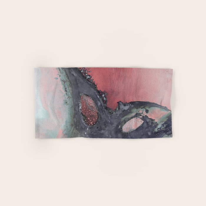 Abstract Pink and Charcoal Art Print Bath Towel Gallery Image 1