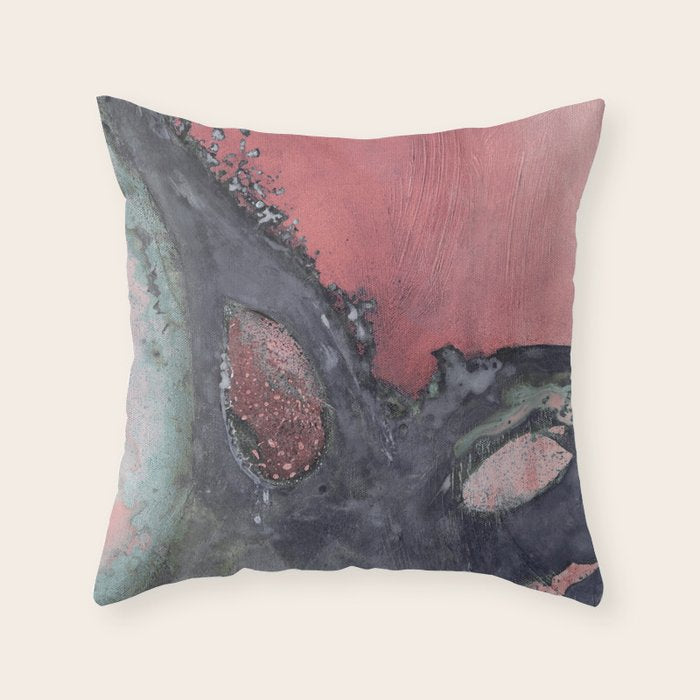 Abstract Pink and Charcoal Art Print Throw Pillow Gallery Image 1