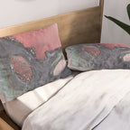 Abstract Pink and Charcoal Art Print Pillow Sham Gallery Image 2