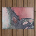 Abstract Pink and Charcoal Art Print Outdoor Rug Gallery Image 1