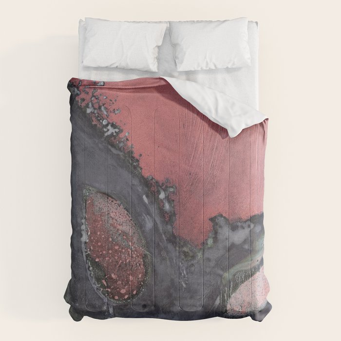 Abstract Pink and Charcoal Art Print Comforter Gallery Image 6