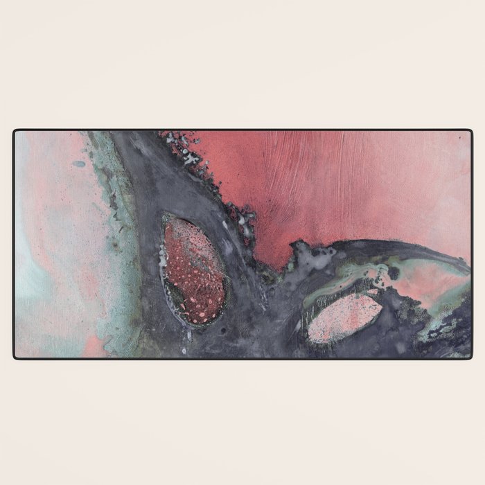 Abstract Pink and Charcoal Art Print Desk Mat Gallery Image 3