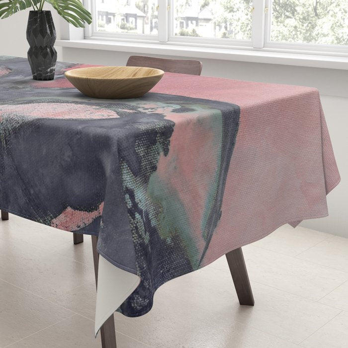 Abstract Pink and Charcoal Art Print Tablecloth Gallery Image 3