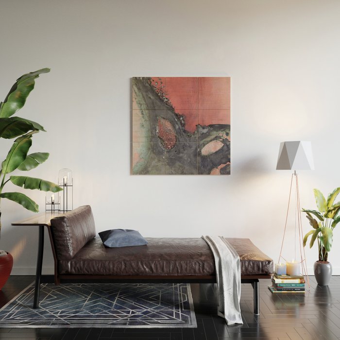 Abstract Pink and Charcoal Art Print Wood Wall Art Gallery Image 2