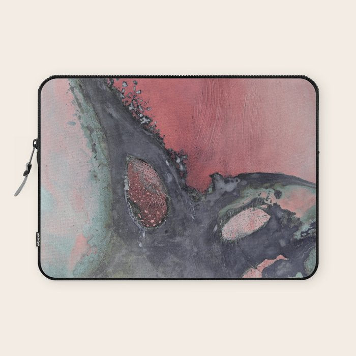 Abstract Pink and Charcoal Art Print Laptop Sleeve Gallery Image 1