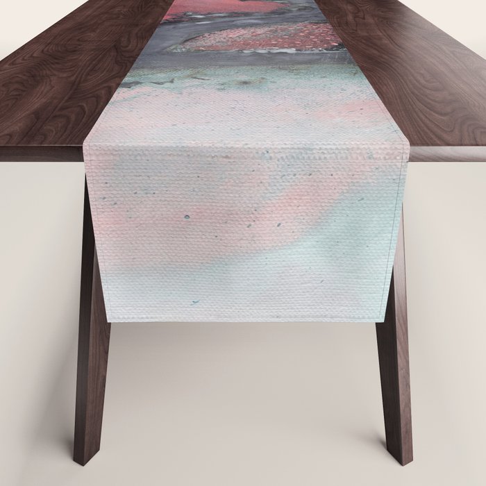 Abstract Pink and Charcoal Art Print Table Runner Gallery Image 1