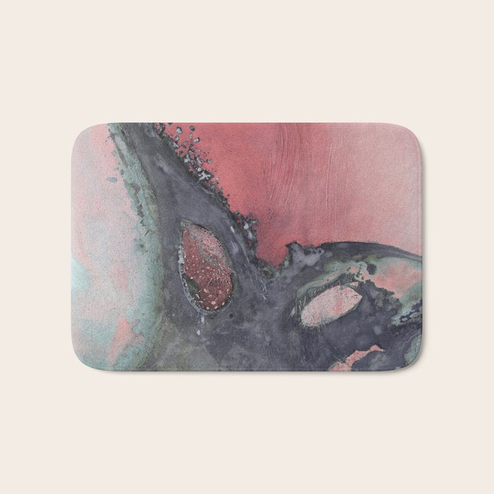 Abstract Pink and Charcoal Art Print Bath Mat Gallery Image 1