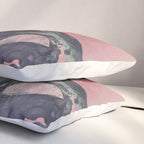 Abstract Pink and Charcoal Art Print Pillow Sham Gallery Image 3