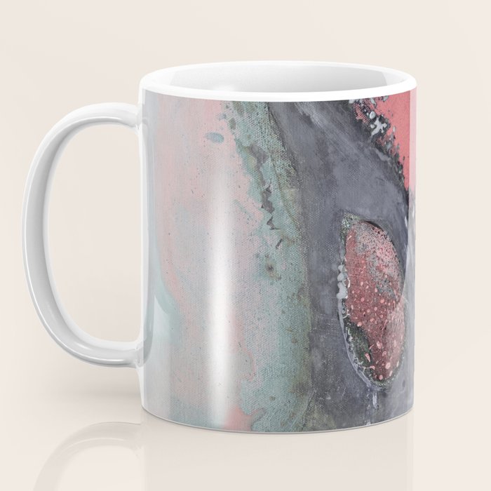 Abstract Pink and Charcoal Art Print Coffee Mug Gallery Image 3