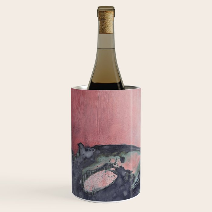 Abstract Pink and Charcoal Art Print Wine Chiller Gallery Image 3