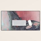 Abstract Pink and Charcoal Art Print Desk Mat Gallery Image 1
