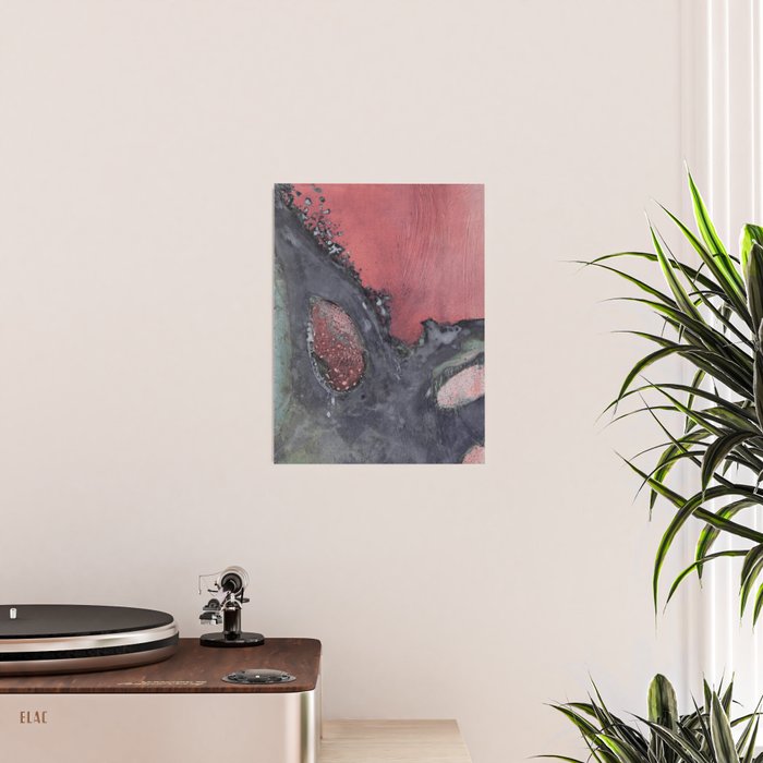 Abstract Pink and Charcoal Art Print Poster Gallery Image 2