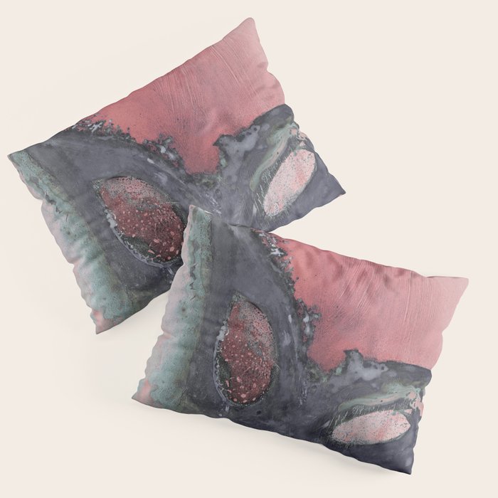 Abstract Pink and Charcoal Art Print Pillow Sham Gallery Image 3