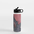 Abstract Pink and Charcoal Art Print Water Bottle Gallery Image 1