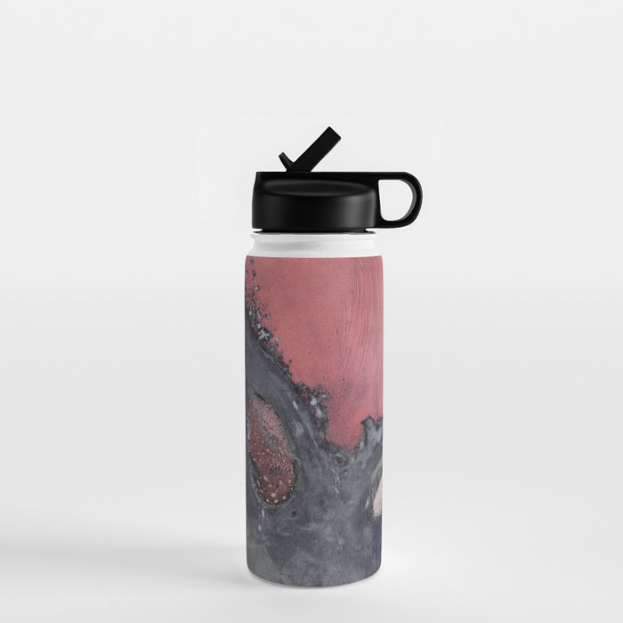 Abstract Pink and Charcoal Art Print Water Bottle Gallery Image 1