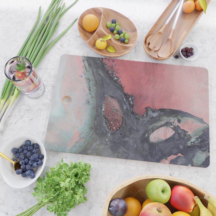 Abstract Pink and Charcoal Art Print Cutting Board Gallery Image 2