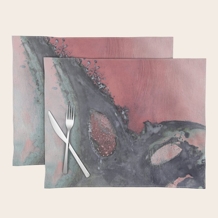 Abstract Pink and Charcoal Art Print Placemat Gallery Image 1