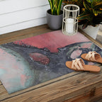 Abstract Pink and Charcoal Art Print Outdoor Rug Gallery Image 2