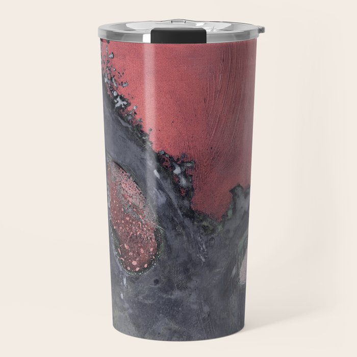 Abstract Pink and Charcoal Art Print Travel Mug Gallery Image 1