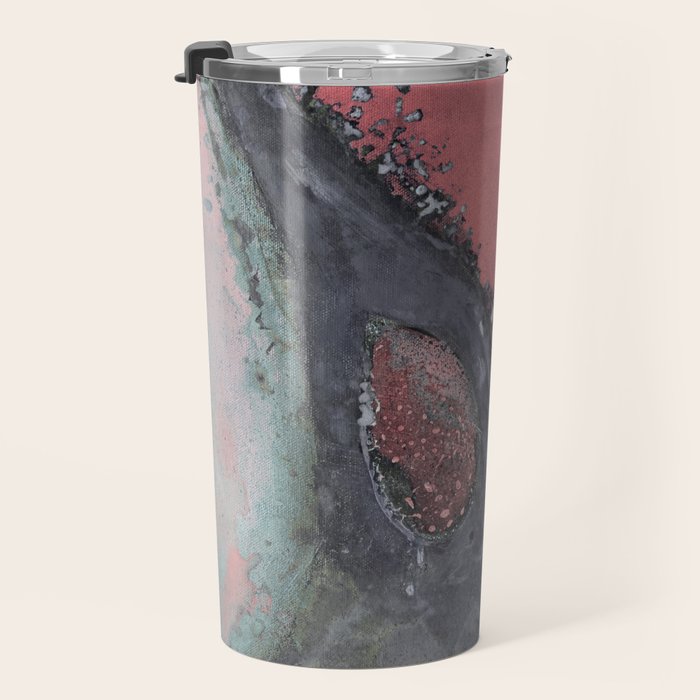 Abstract Pink and Charcoal Art Print Travel Mug Gallery Image 3