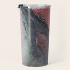 Abstract Pink and Charcoal Art Print Travel Mug Gallery Image 3