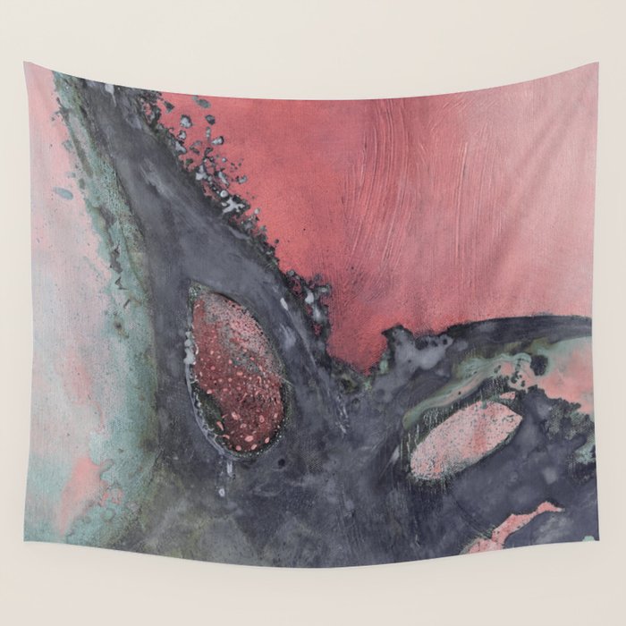 Abstract Pink and Charcoal Art Print Wall Tapestry Gallery Image 4