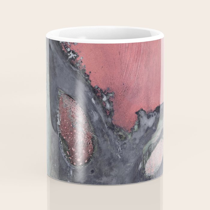 Abstract Pink and Charcoal Art Print Coffee Mug Gallery Image 4
