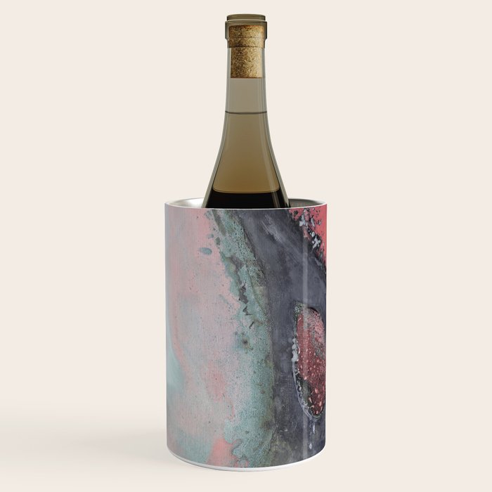Abstract Pink and Charcoal Art Print Wine Chiller Gallery Image 2