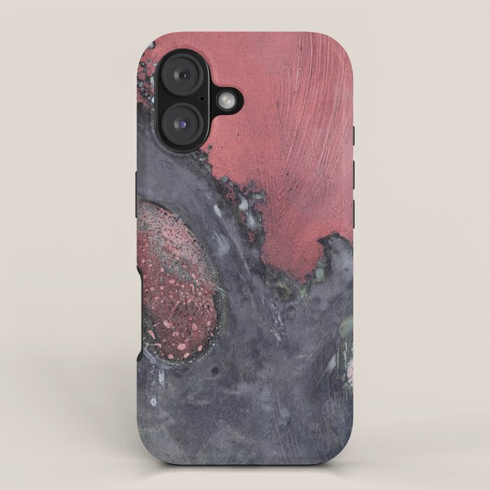 Abstract Pink and Charcoal Art Print iPhone Case Gallery Image 1