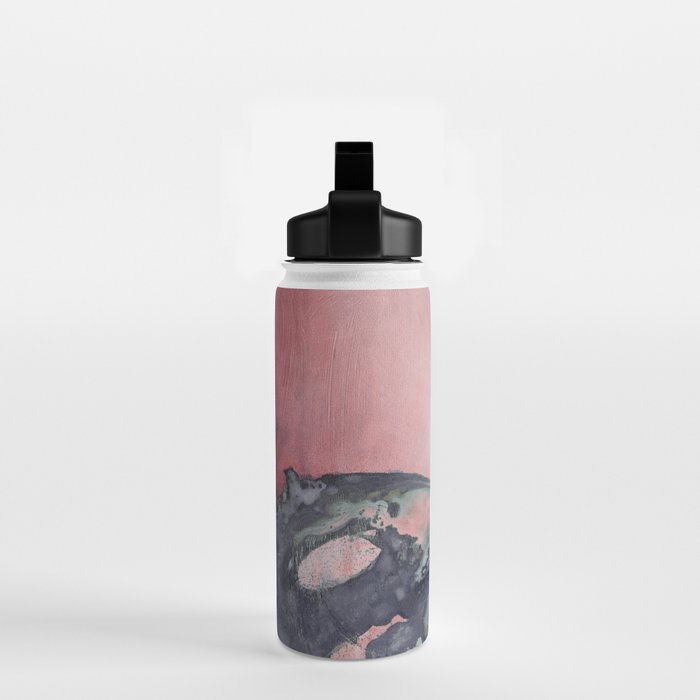 Abstract Pink and Charcoal Art Print Water Bottle Gallery Image 2