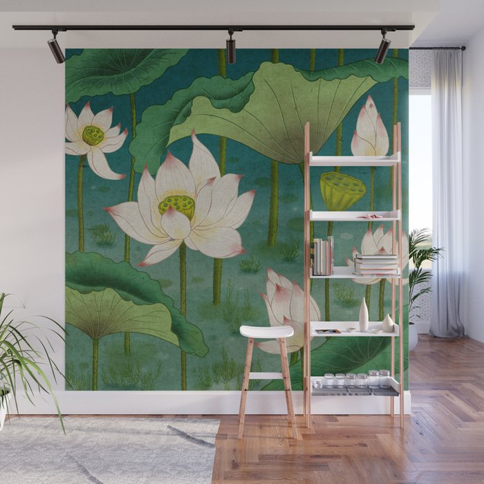 Lotus flowers A -  Minhwa-Korean traditional/folk art Wall Mural Gallery Image 1